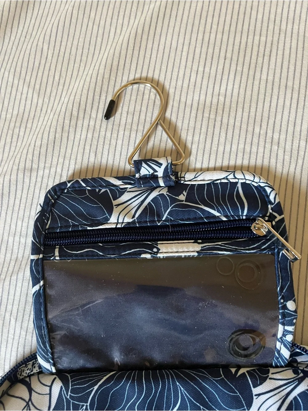 Navy and White Floral Cosmetic Pouch - Women Bags